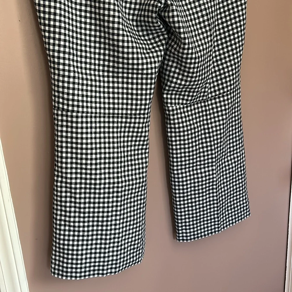 J.Crew Hayden kickout crop pant in gingham stretch linen Blue White Size 12